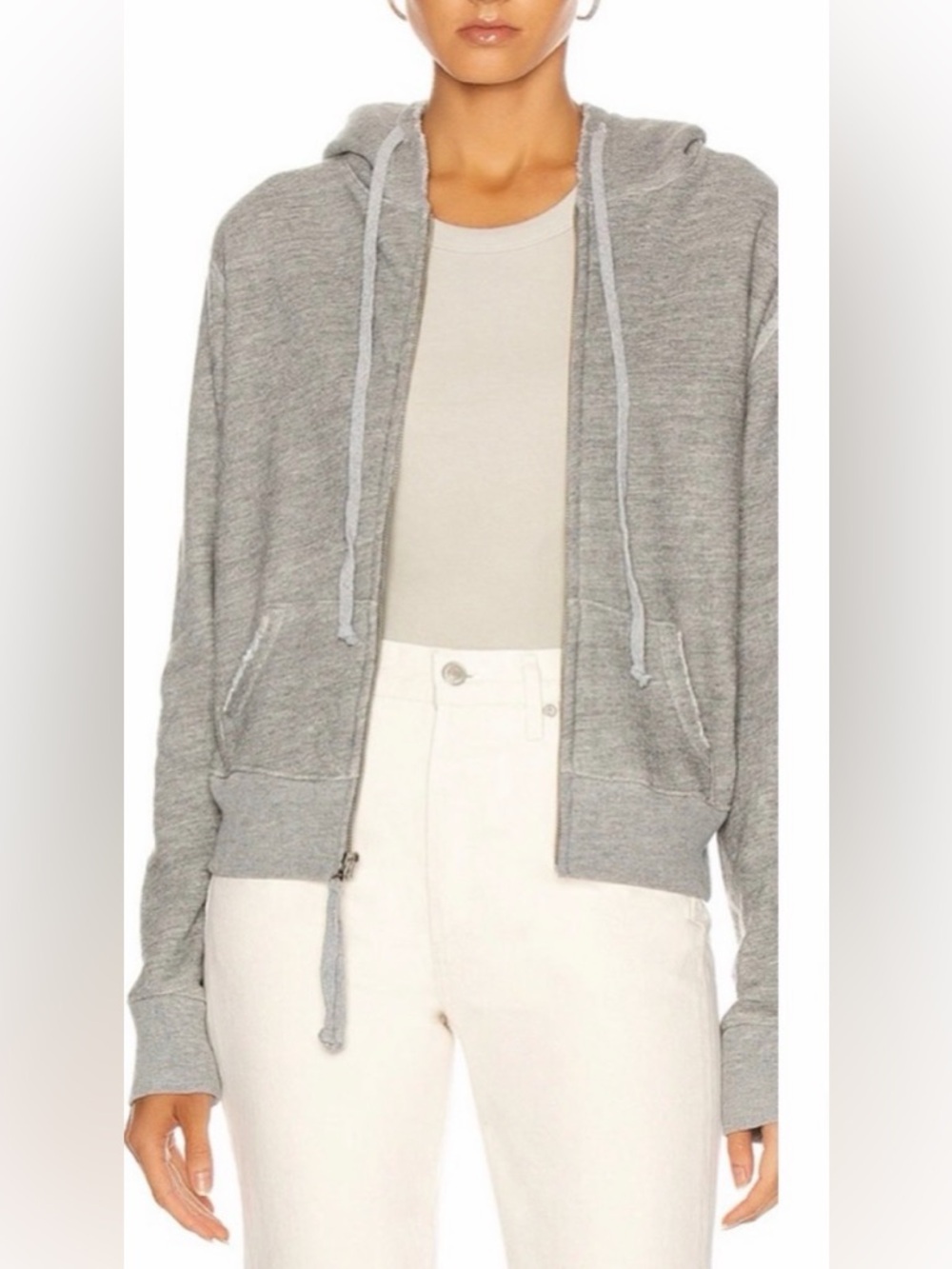 Nili Lotan Cotton Zip-Up Hoodie L | Luxury Minimalist Neutral | Casual
